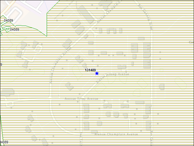 Une carte de la zone qui entoure immédiatement le bâtiment numéro 131489