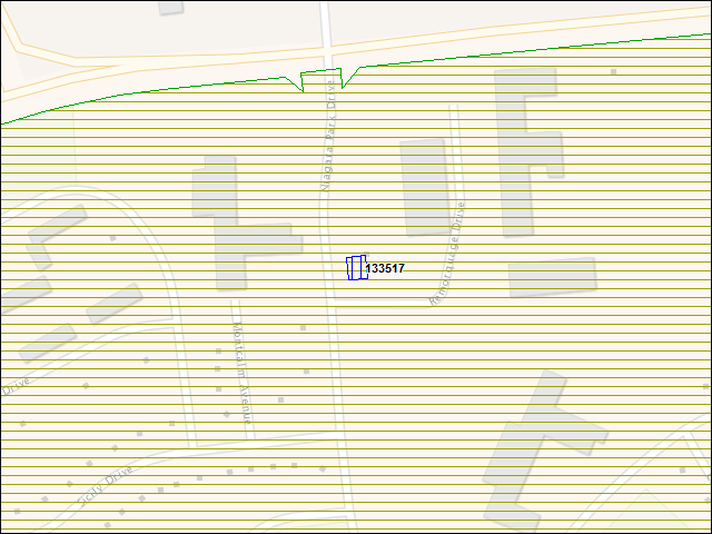 Une carte de la zone qui entoure immédiatement le bâtiment numéro 133517