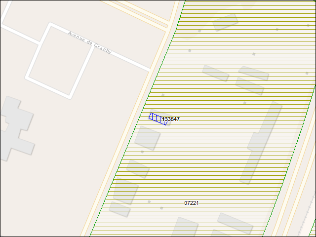 A map of the area immediately surrounding building number 133547