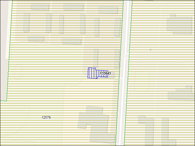 Une carte de la zone qui entoure immédiatement le bâtiment numéro 133643