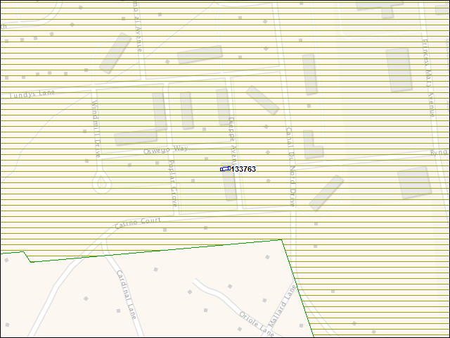 Une carte de la zone qui entoure immédiatement le bâtiment numéro 133763