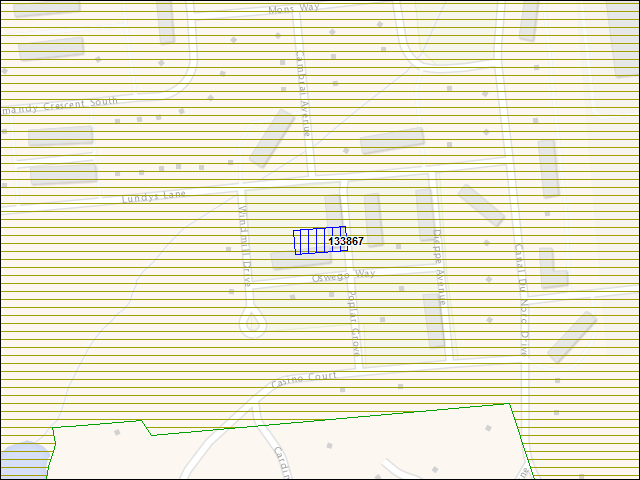 Une carte de la zone qui entoure immédiatement le bâtiment numéro 133867