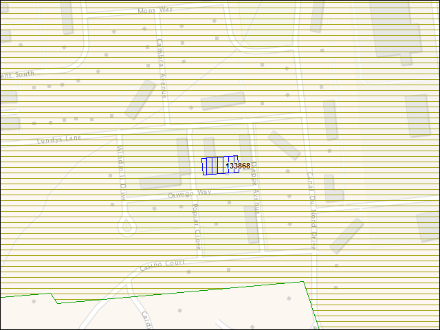 Une carte de la zone qui entoure immédiatement le bâtiment numéro 133868