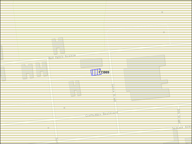 Une carte de la zone qui entoure immédiatement le bâtiment numéro 133869