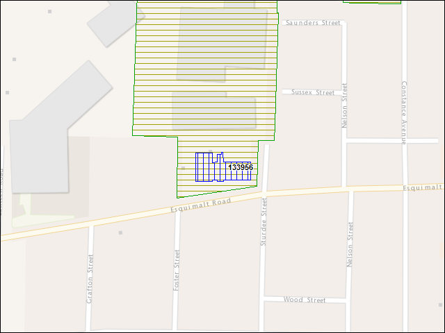 Une carte de la zone qui entoure immédiatement le bâtiment numéro 133956