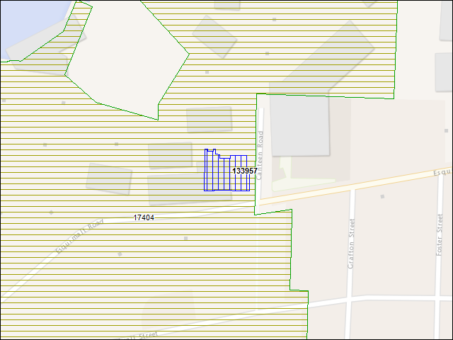 Une carte de la zone qui entoure immédiatement le bâtiment numéro 133957