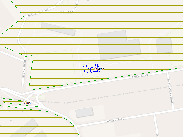 Une carte de la zone qui entoure immédiatement le bâtiment numéro 133958