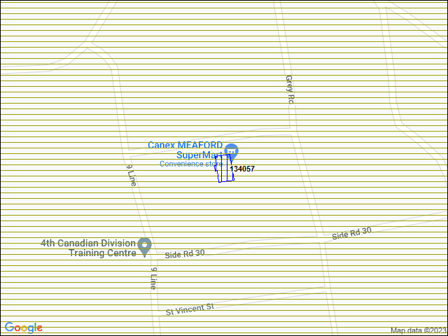 A map of the area immediately surrounding building number 134057