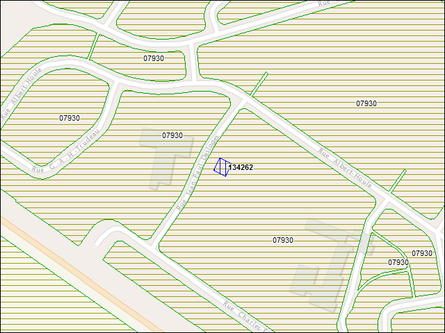 A map of the area immediately surrounding building number 134262