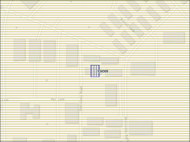 Une carte de la zone qui entoure immédiatement le bâtiment numéro 134309