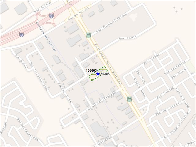 A map of the area immediately surrounding building number 136603