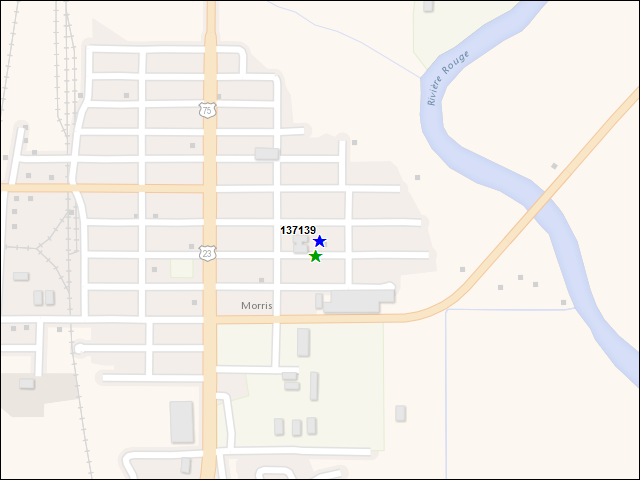 Une carte de la zone qui entoure immédiatement le bâtiment numéro 137139