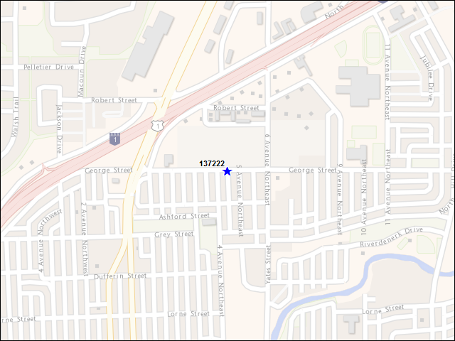 A map of the area immediately surrounding building number 137222