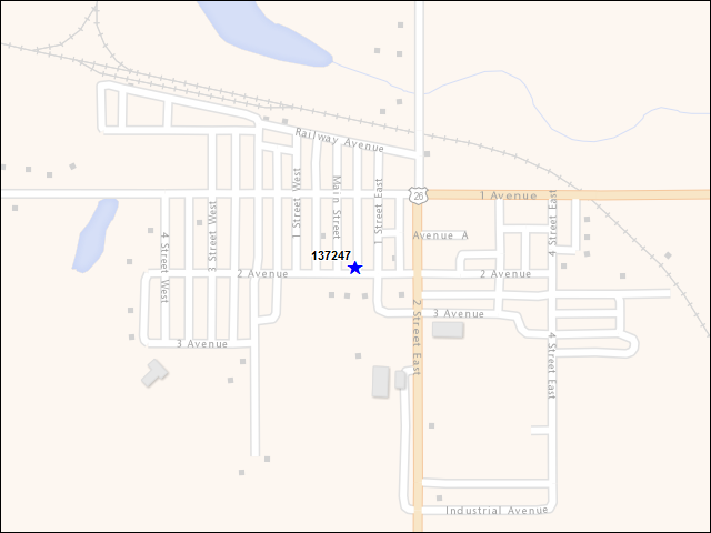 Une carte de la zone qui entoure immédiatement le bâtiment numéro 137247