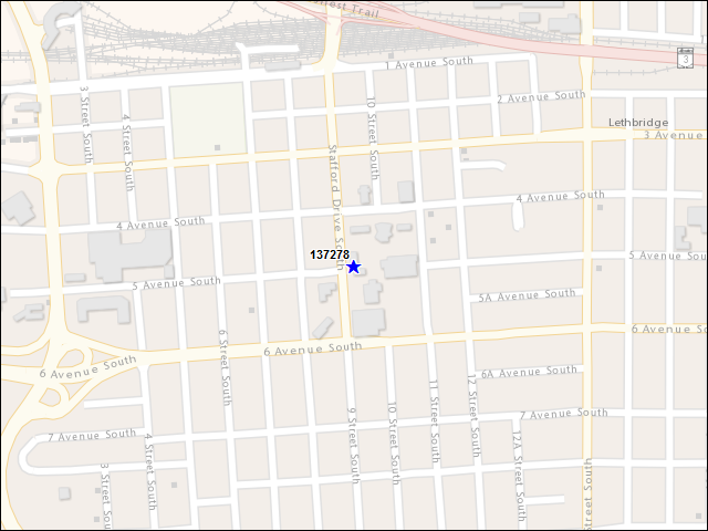 Une carte de la zone qui entoure immédiatement le bâtiment numéro 137278