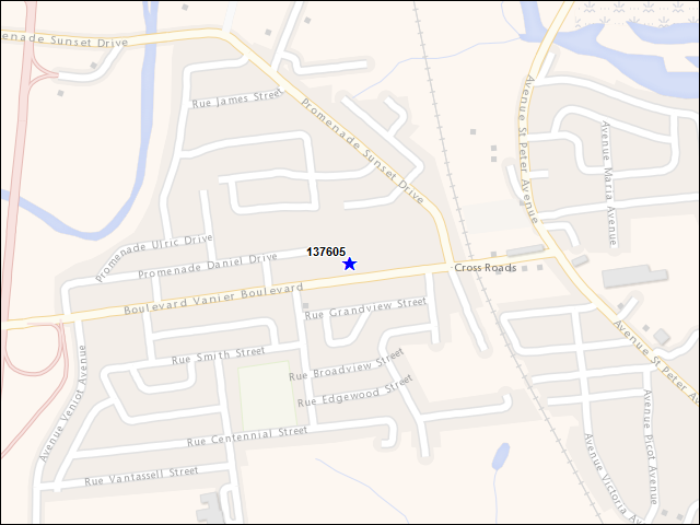 Une carte de la zone qui entoure immédiatement le bâtiment numéro 137605