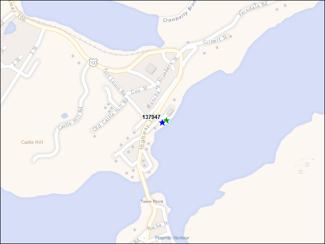 Une carte de la zone qui entoure immédiatement le bâtiment numéro 137947