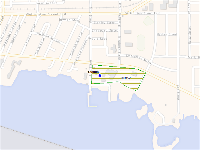 A map of the area immediately surrounding building number 138008