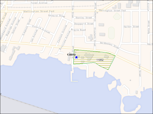A map of the area immediately surrounding building number 138010