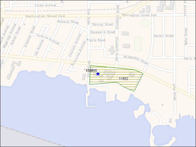 A map of the area immediately surrounding building number 138011