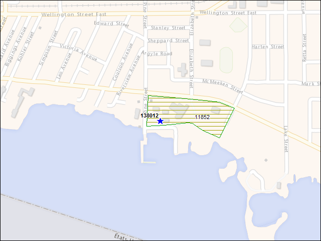 Une carte de la zone qui entoure immédiatement le bâtiment numéro 138012