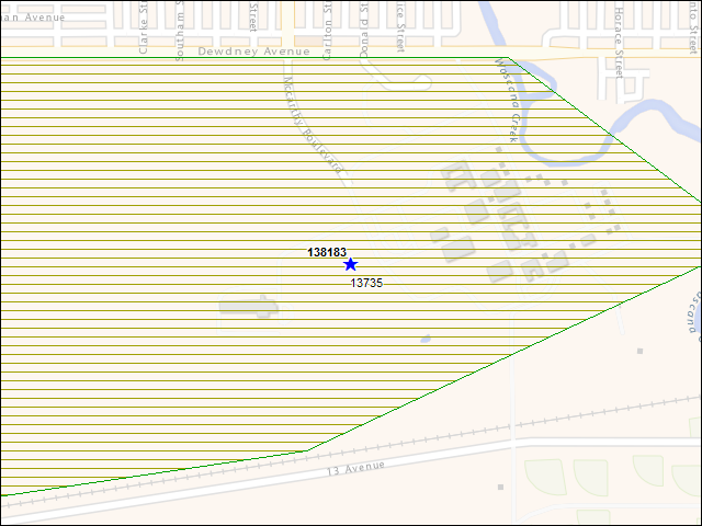 Une carte de la zone qui entoure immédiatement le bâtiment numéro 138183