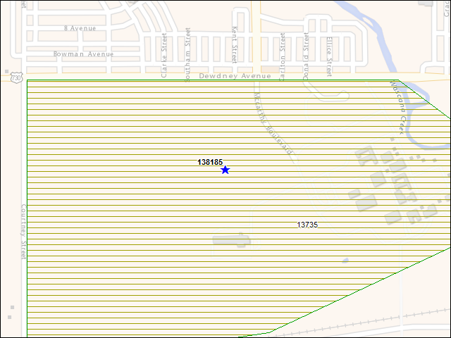 A map of the area immediately surrounding building number 138185