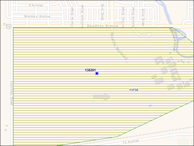 A map of the area immediately surrounding building number 138201
