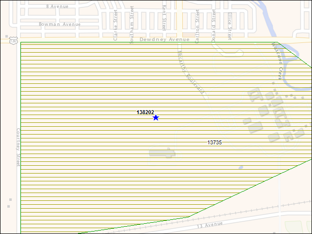A map of the area immediately surrounding building number 138202