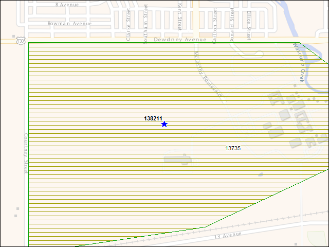 A map of the area immediately surrounding building number 138211