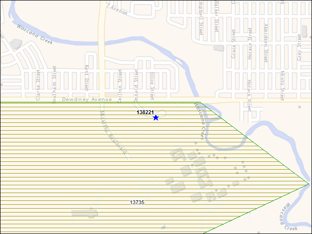 A map of the area immediately surrounding building number 138221