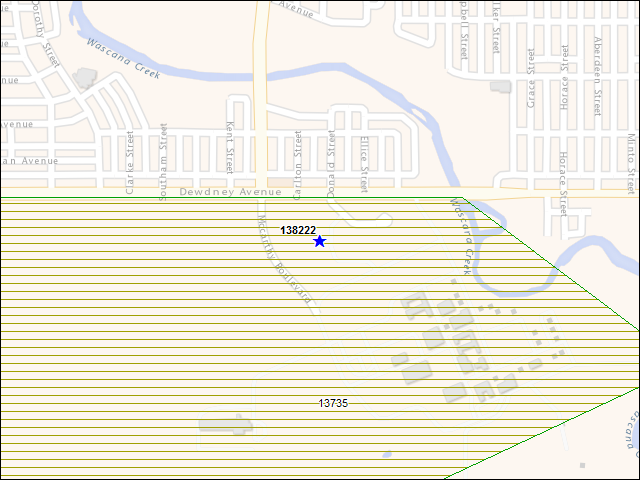 A map of the area immediately surrounding building number 138222