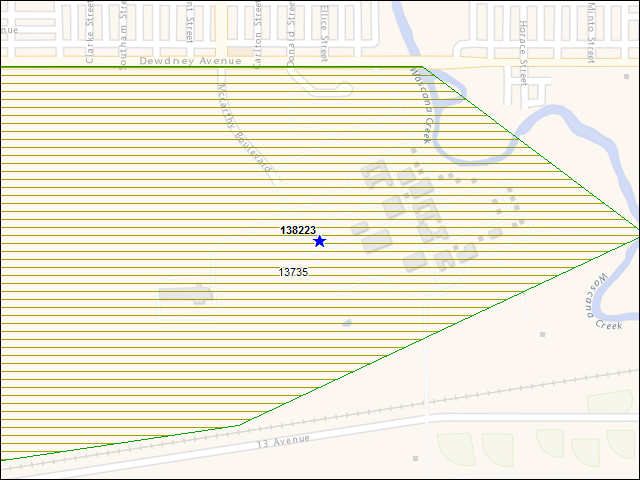 A map of the area immediately surrounding building number 138223