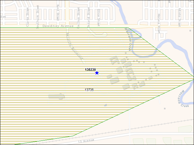 A map of the area immediately surrounding building number 138230