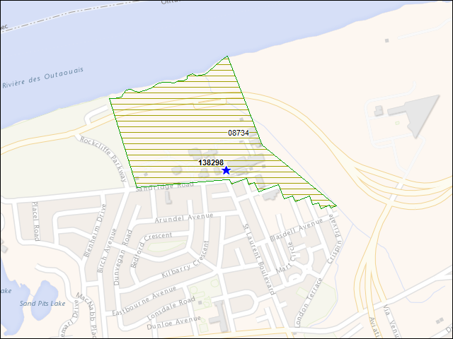 Une carte de la zone qui entoure immédiatement le bâtiment numéro 138298