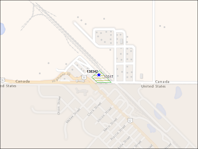 A map of the area immediately surrounding building number 138342