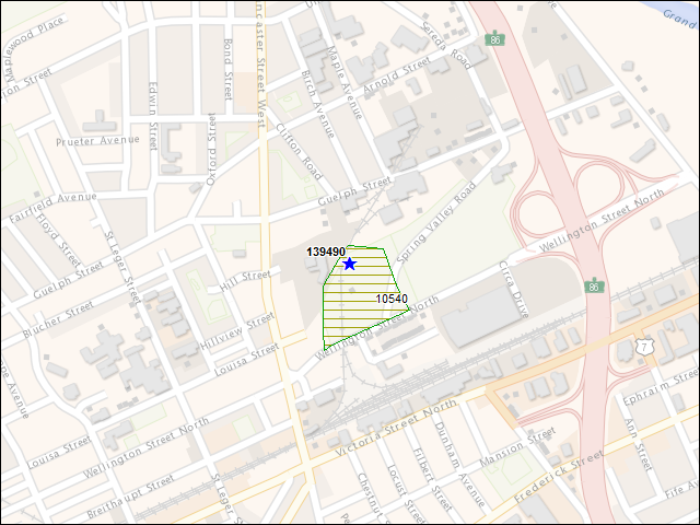 A map of the area immediately surrounding building number 139490