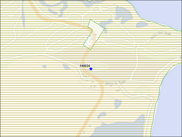 Une carte de la zone qui entoure immédiatement le bâtiment numéro 140034