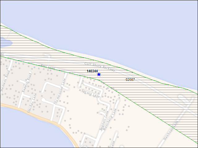 Une carte de la zone qui entoure immédiatement le bâtiment numéro 140344