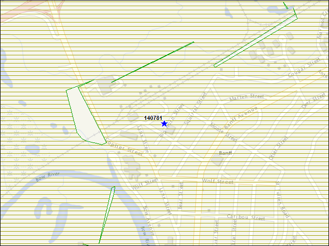 Une carte de la zone qui entoure immédiatement le bâtiment numéro 140781