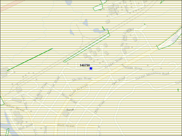 Une carte de la zone qui entoure immédiatement le bâtiment numéro 140790