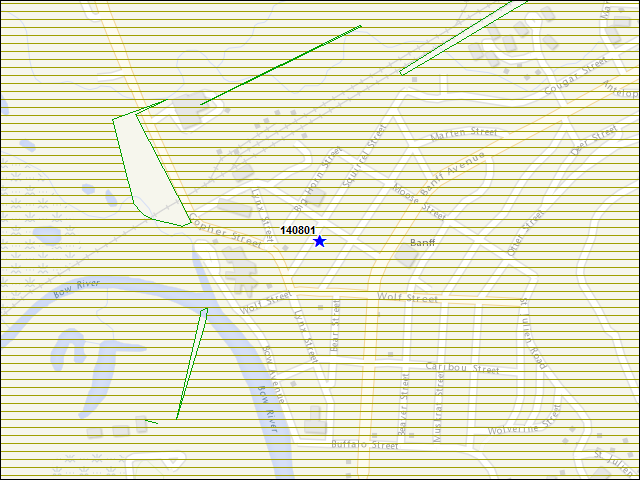 Une carte de la zone qui entoure immédiatement le bâtiment numéro 140801