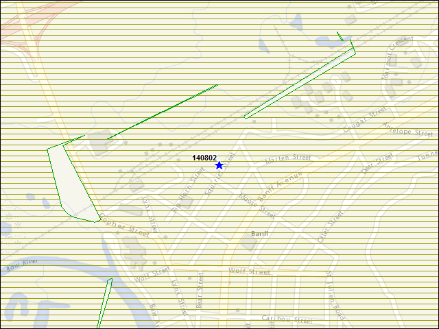 Une carte de la zone qui entoure immédiatement le bâtiment numéro 140802