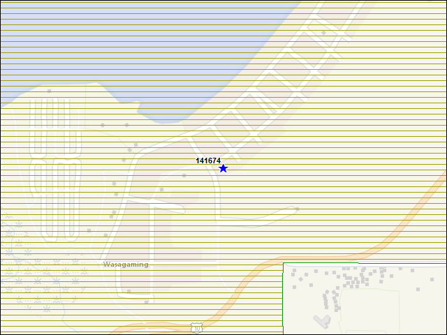 Une carte de la zone qui entoure immédiatement le bâtiment numéro 141674