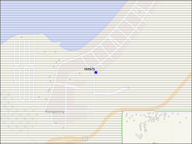 Une carte de la zone qui entoure immédiatement le bâtiment numéro 141675