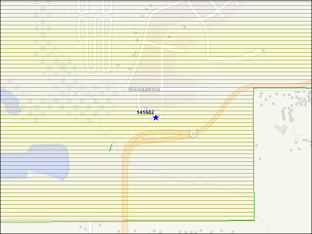 Une carte de la zone qui entoure immédiatement le bâtiment numéro 141682