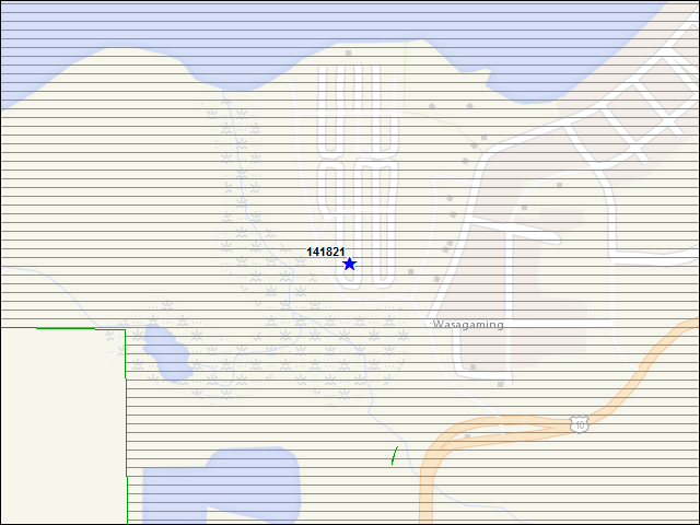 Une carte de la zone qui entoure immédiatement le bâtiment numéro 141821