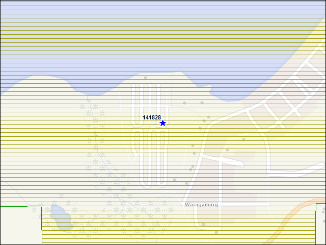 Une carte de la zone qui entoure immédiatement le bâtiment numéro 141828