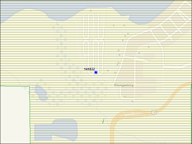 Une carte de la zone qui entoure immédiatement le bâtiment numéro 141832