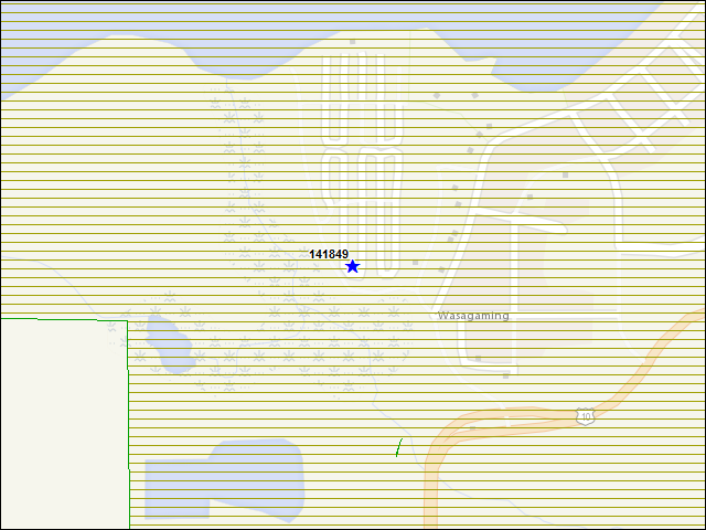 Une carte de la zone qui entoure immédiatement le bâtiment numéro 141849